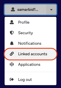 Profile menu with Linked accounts option