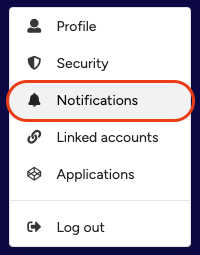 Profile menu with Notifications highlighted
